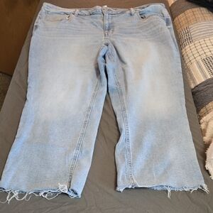 Maurices Blue Ankle Cropped Jeans with Frayed Hem